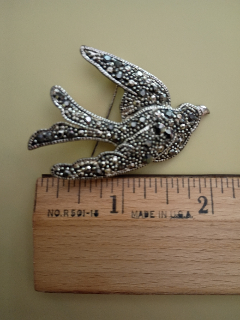 3 Vintage Brooch Pins Marcasite Pearl CZ - Bird Flower Pearl, Very Good Cond! - Picture 7 of 12